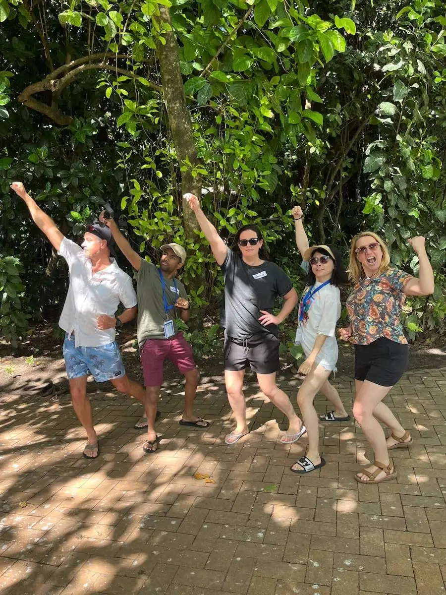 Teams having a fun time during their team bonding session with Tailored Team Building in Townsville