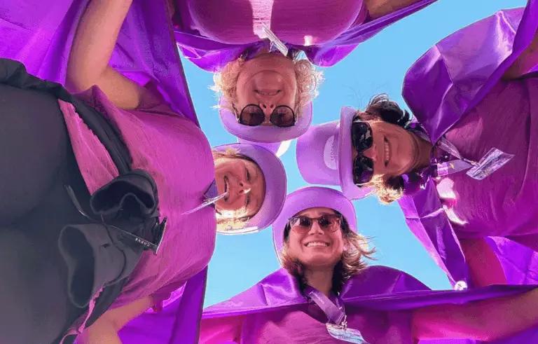 Purple team having fun during an Amazing Race