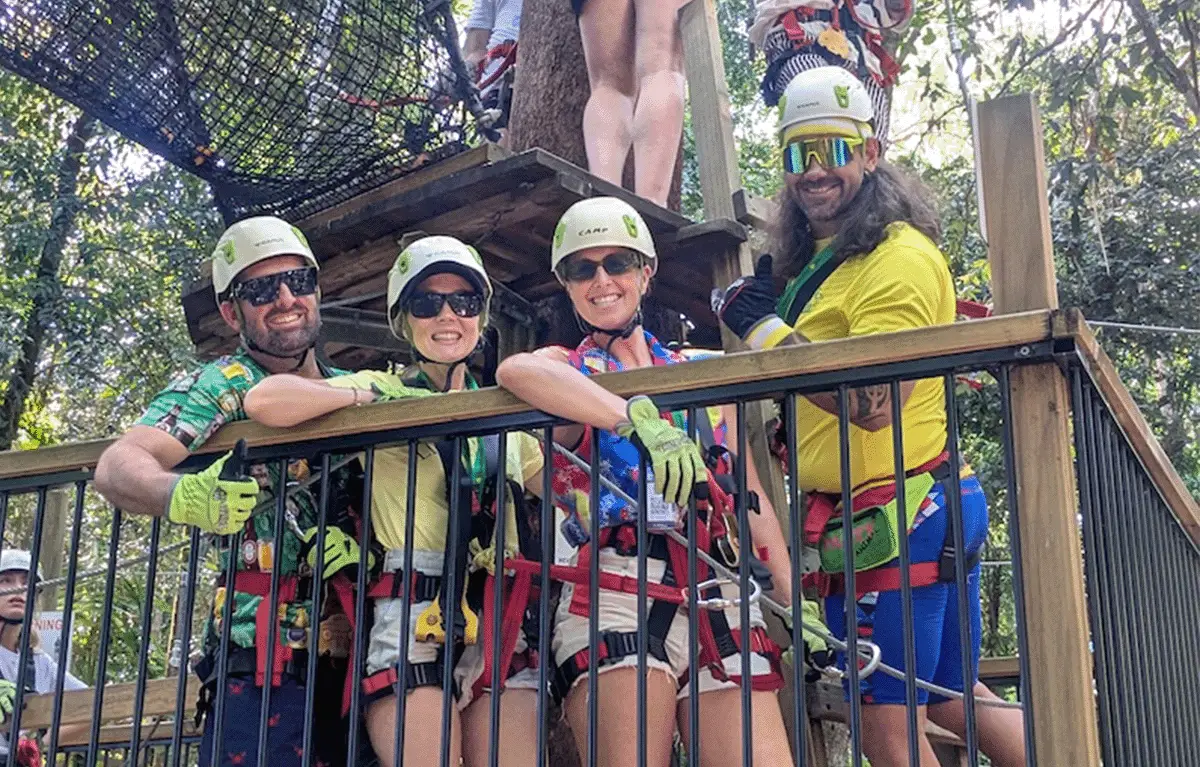 Participants on high ropes and zipline at The Big Pineapple Adventure Race