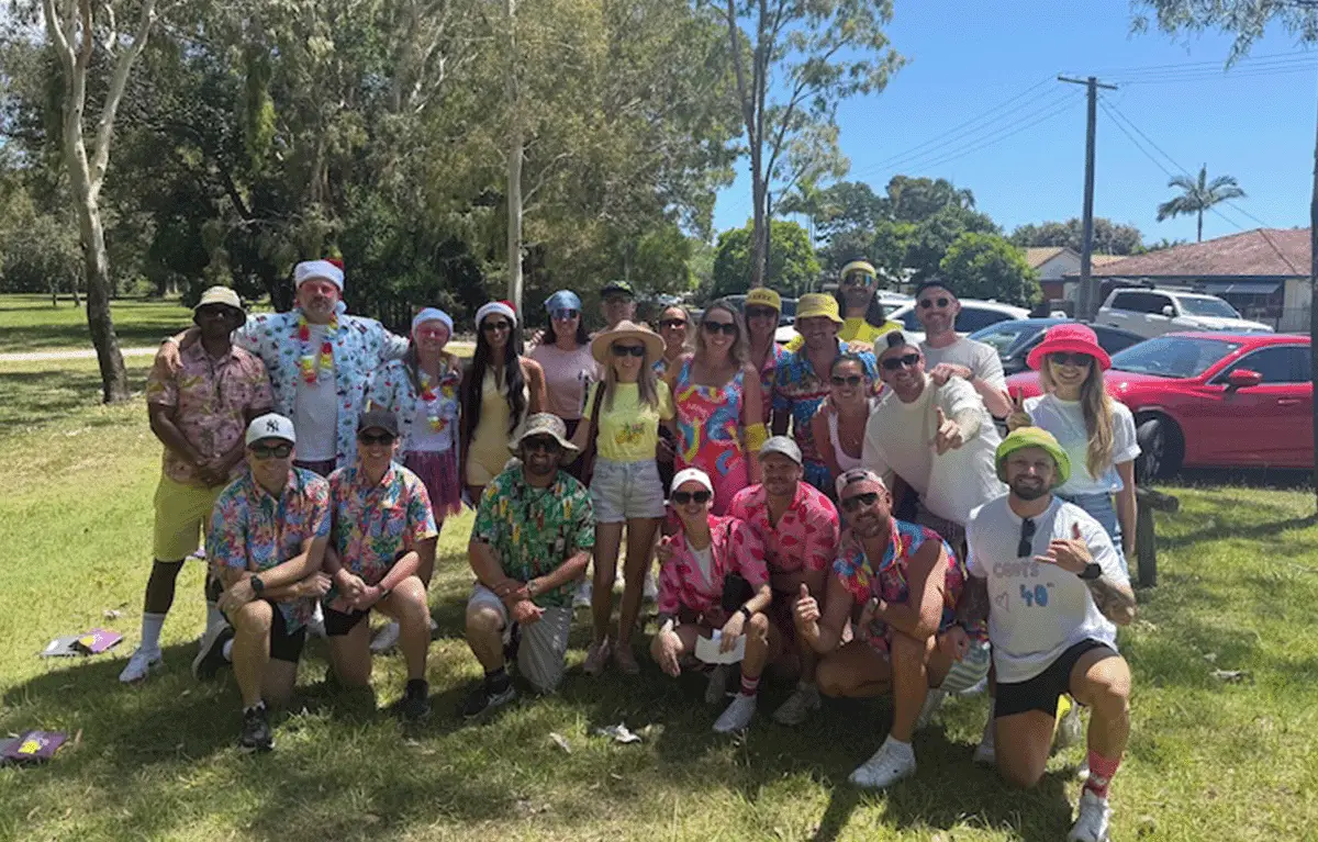 Group enjoying post-race celebrations after an Adventure Race on the Sunshine Coast