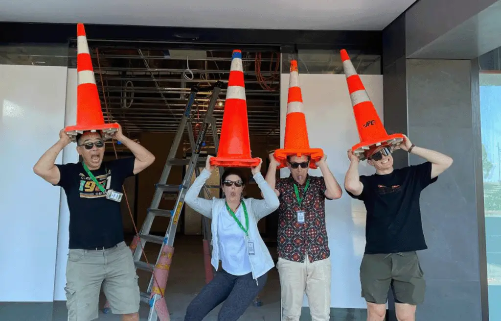 Employees connecting through fun team building activities