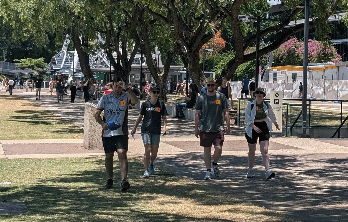 Team bonding moments during a Charity Amazing Race in Brisbane supporting suicide prevention awareness.