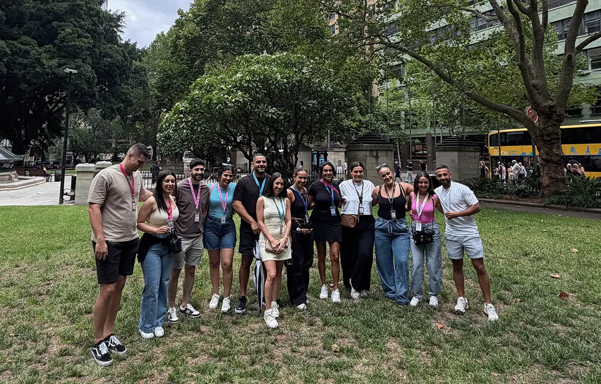 Amazing Race with friends completing a city team challenge in Sydney