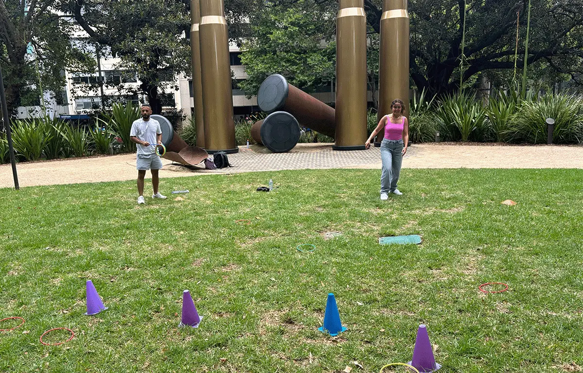 Amazing Race with friends completing a city team challenge in Sydney