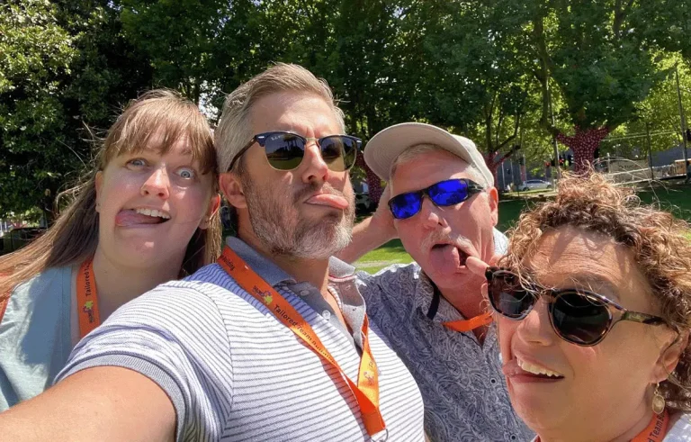 Teams working together during a fun Brisbane Amazing Race checkpoint challenge