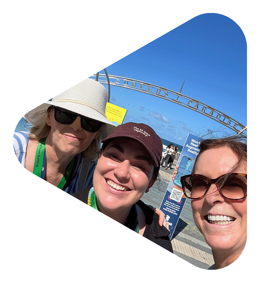 Teams having fun during an amazing race around the Gold Coast