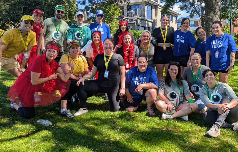 Fun team building activity Hobart amazing race teams celebrating at the finish line