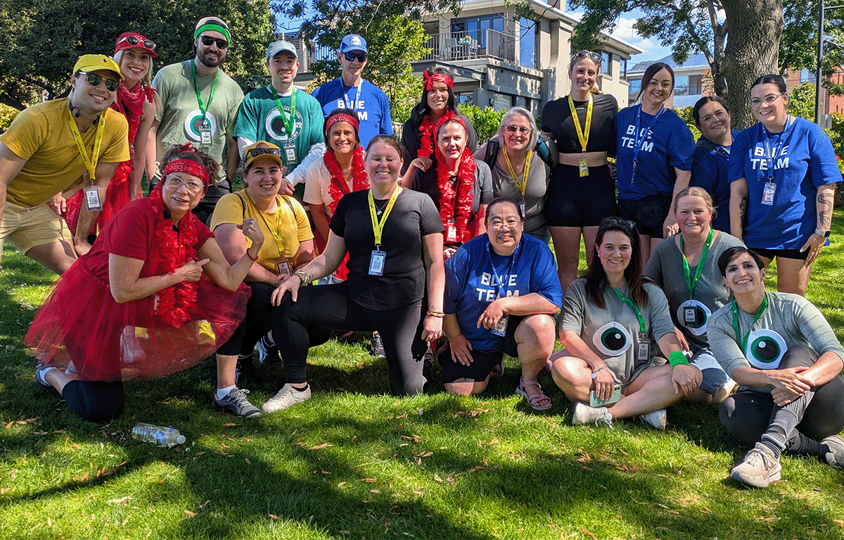 Fun team building activity Hobart amazing race teams celebrating at the finish line