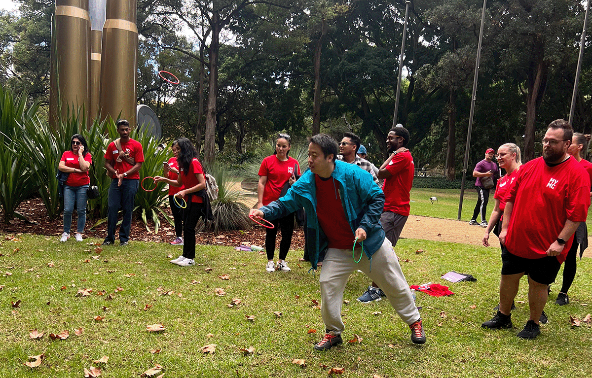 Muscle Chef team participating in Sydney Amazing Race outdoor team building activity
