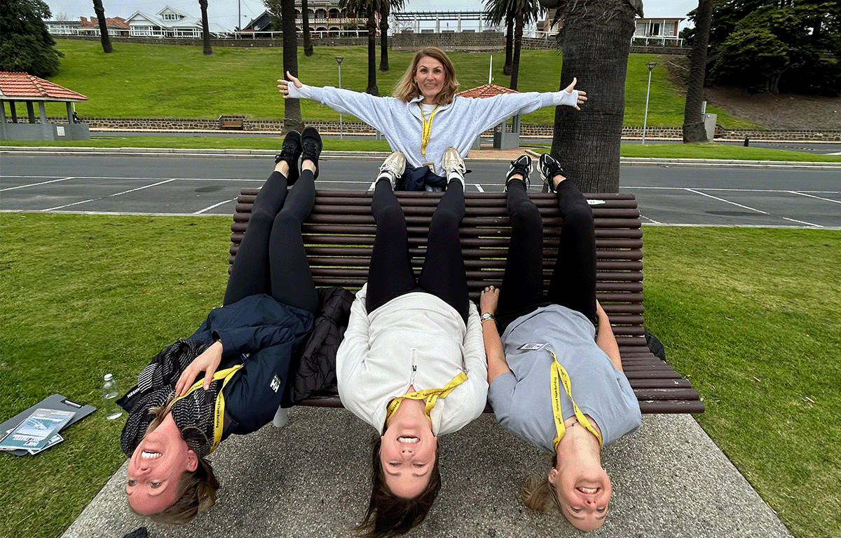 Corporate Amazing Race team completing a photo challenge on the Geelong foreshore