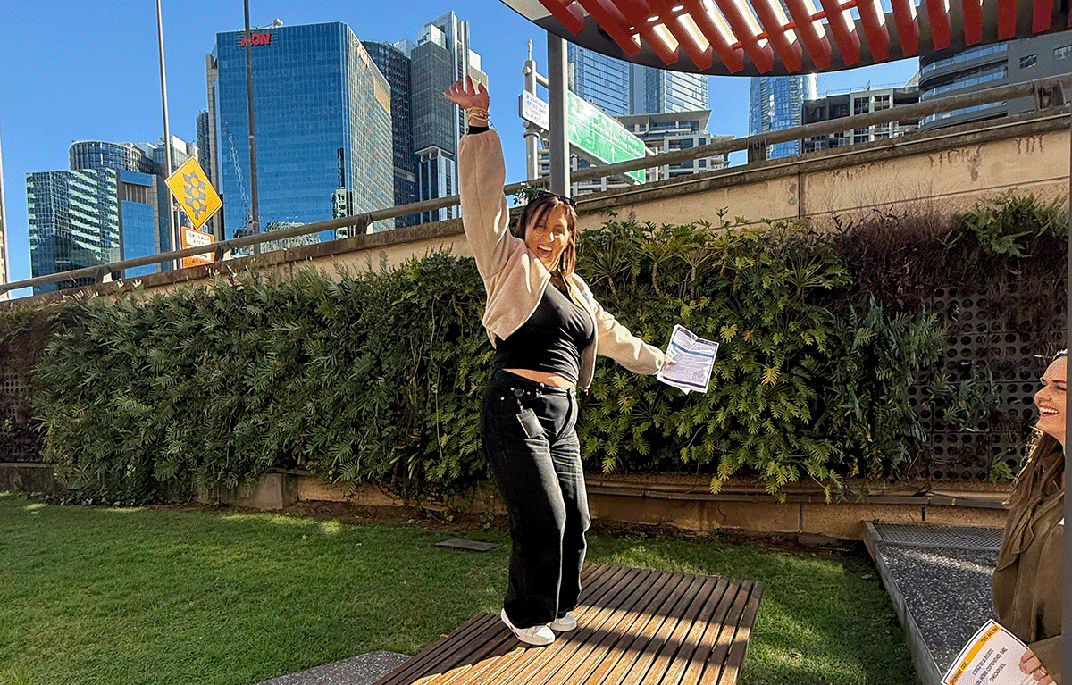 Teams competing in a Sydney Amazing Race during a corporate team building event in the CBD