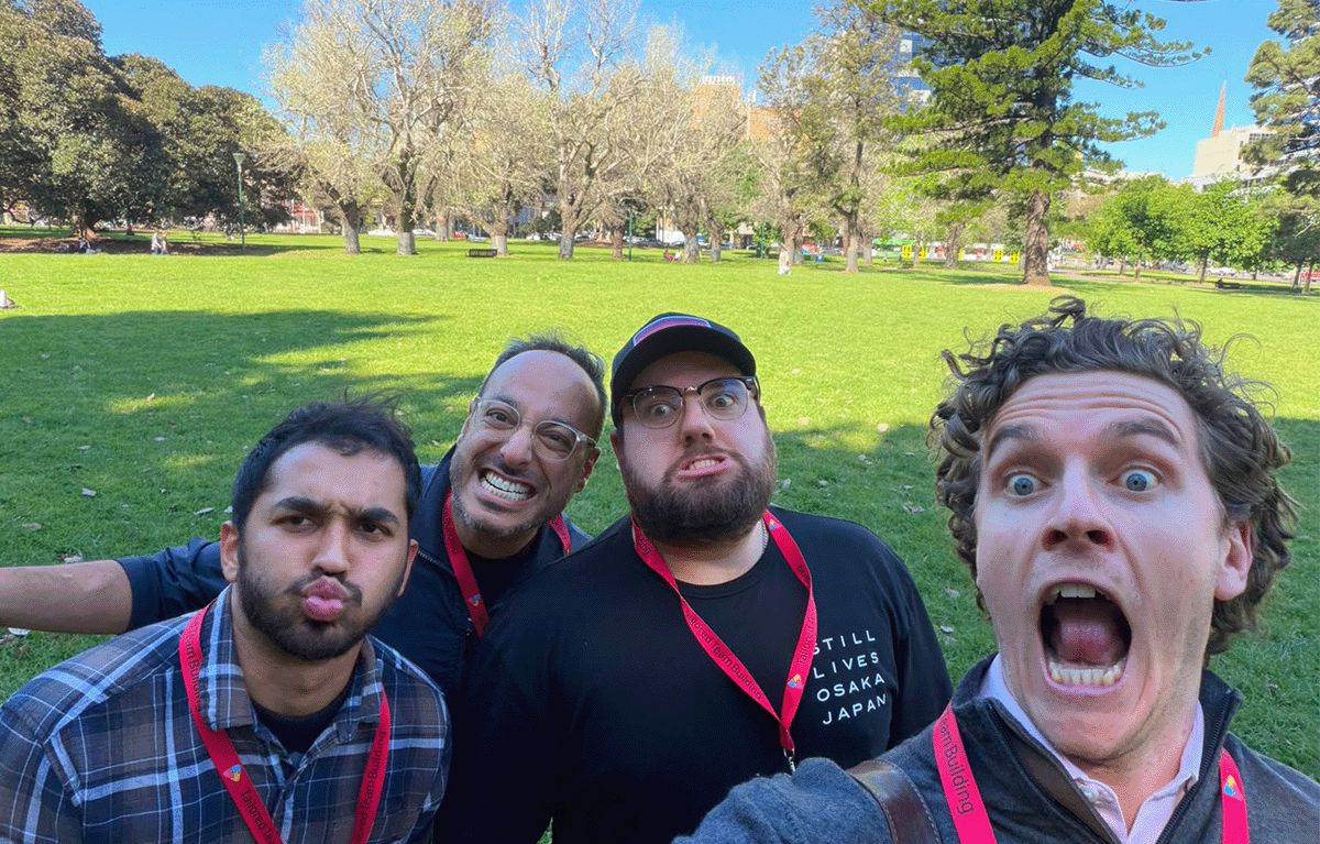 Teams completing interactive challenges during a Multi-City Corporate Amazing Race