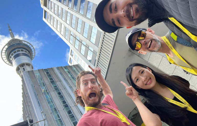 Teams having fun on a Corporate Amazing Race Team Building event in Auckland