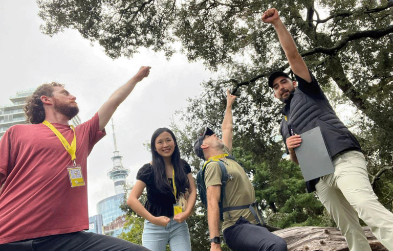 Teams having fun on a Corporate Amazing Race Team Building event in Auckland