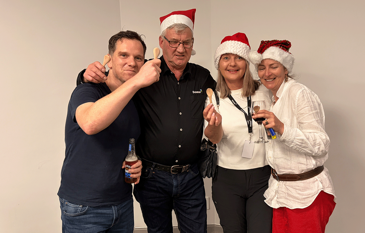 Teams having fun during a rainy outdoor amazing race