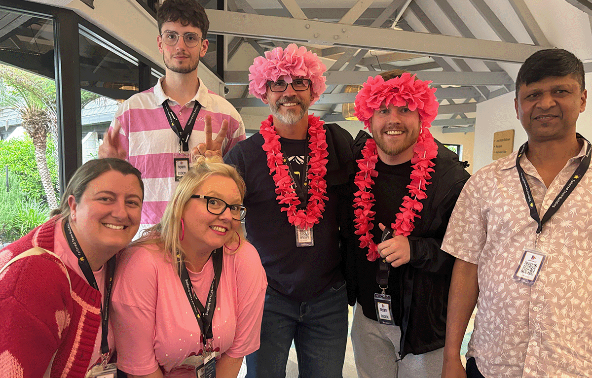 Teams having fun during a rainy outdoor amazing race