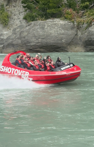 Teams enjoying the Shotover Jets in Queenstown as part of a Corporate Amazing Race
