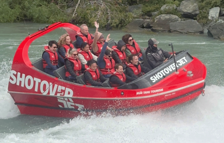 Teams boarding Shotover Jet boats during a Queenstown Amazing Race adventure