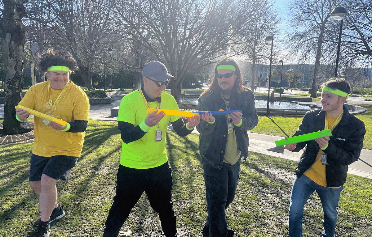 Corporate teams completing the Pipelines challenge during a Christchurch Amazing Race